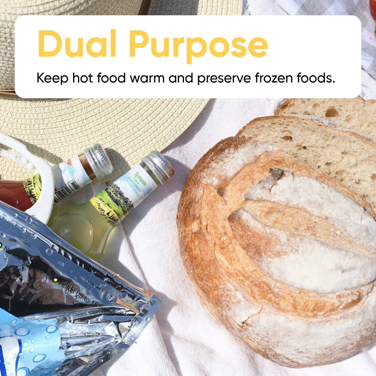 Superio Hot and Cold Insulated Bags for Food Delivery, Grocery Shopping Bags, Food Storage for Hot and Frozen Food for Travel, Disposable Cooler Bag, Reinforced Thermal Lunch Bag (6, 13.5"x17.5")