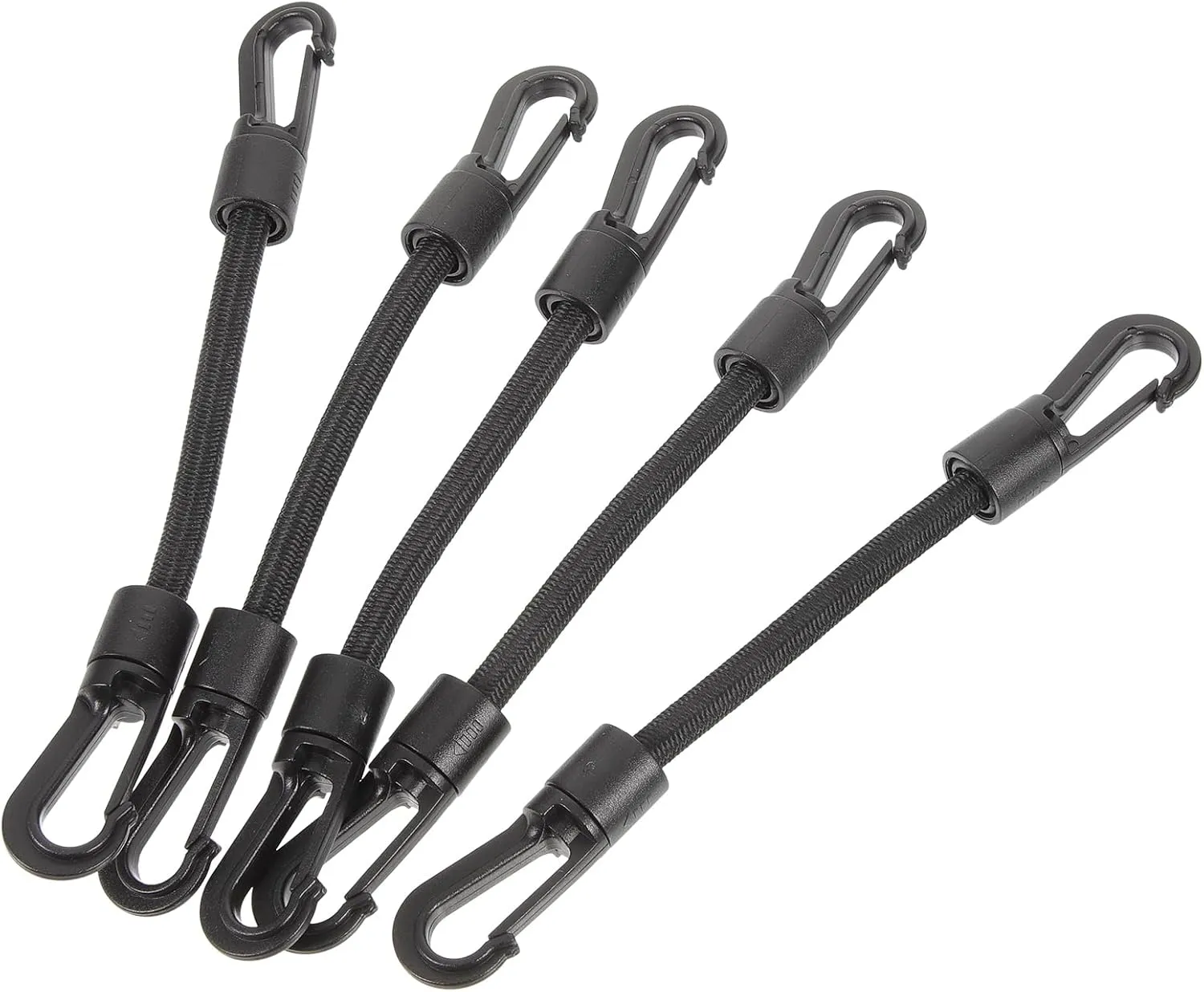 SUPVOX 5pcs Heavy Duty Elastic Bungee Cords with Carabiner and Deck Mount Connector - Multi-Use Adjustable Rubber Tie-Down Straps for Camping, Outdoor, and Daily Use