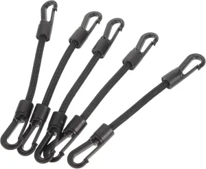 SUPVOX 5pcs Heavy Duty Elastic Bungee Cords with Carabiner and Deck Mount Connector - Multi-Use Adjustable Rubber Tie-Down Straps for Camping, Outdoor, and Daily Use