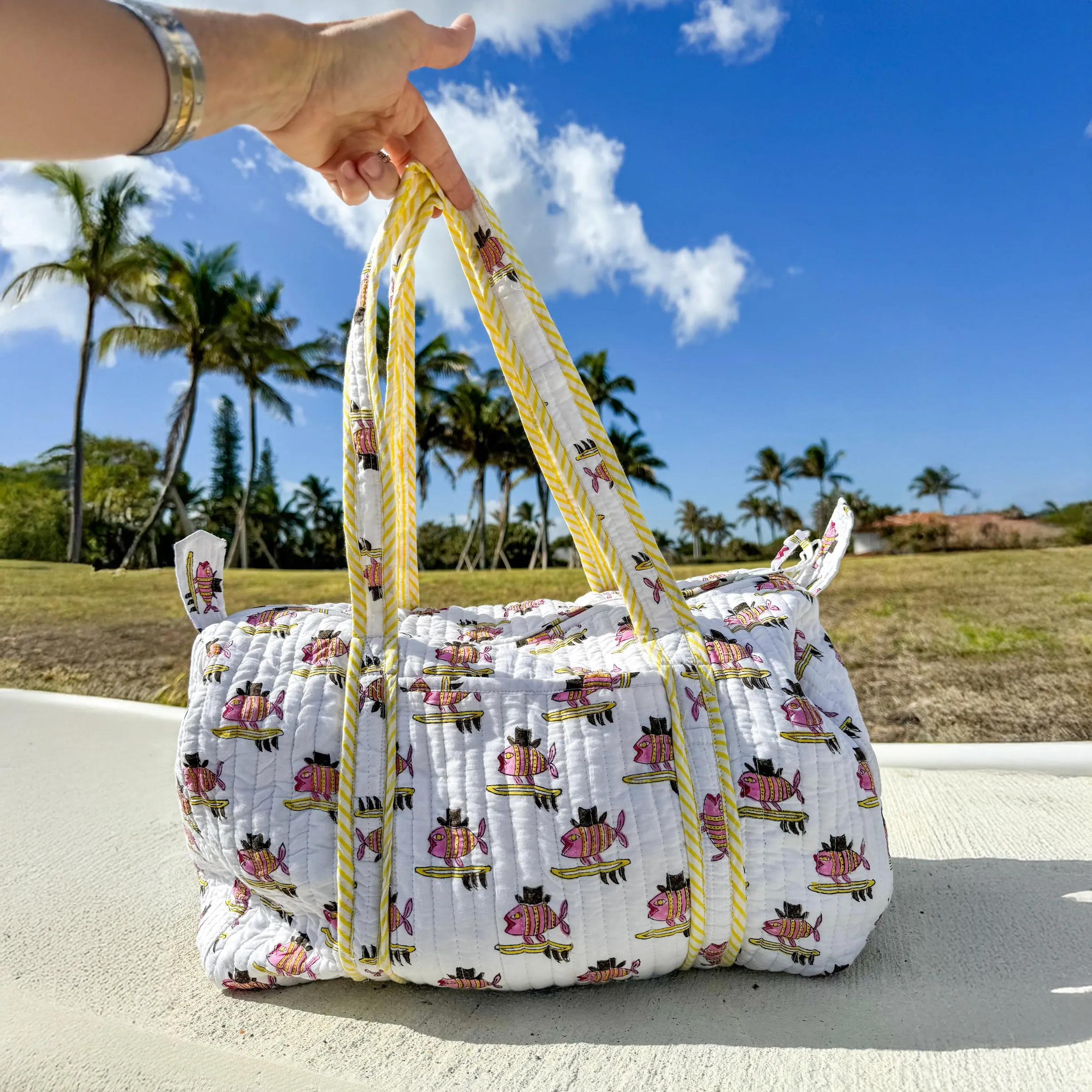 Surfing Fish Quilted Carry All Bag