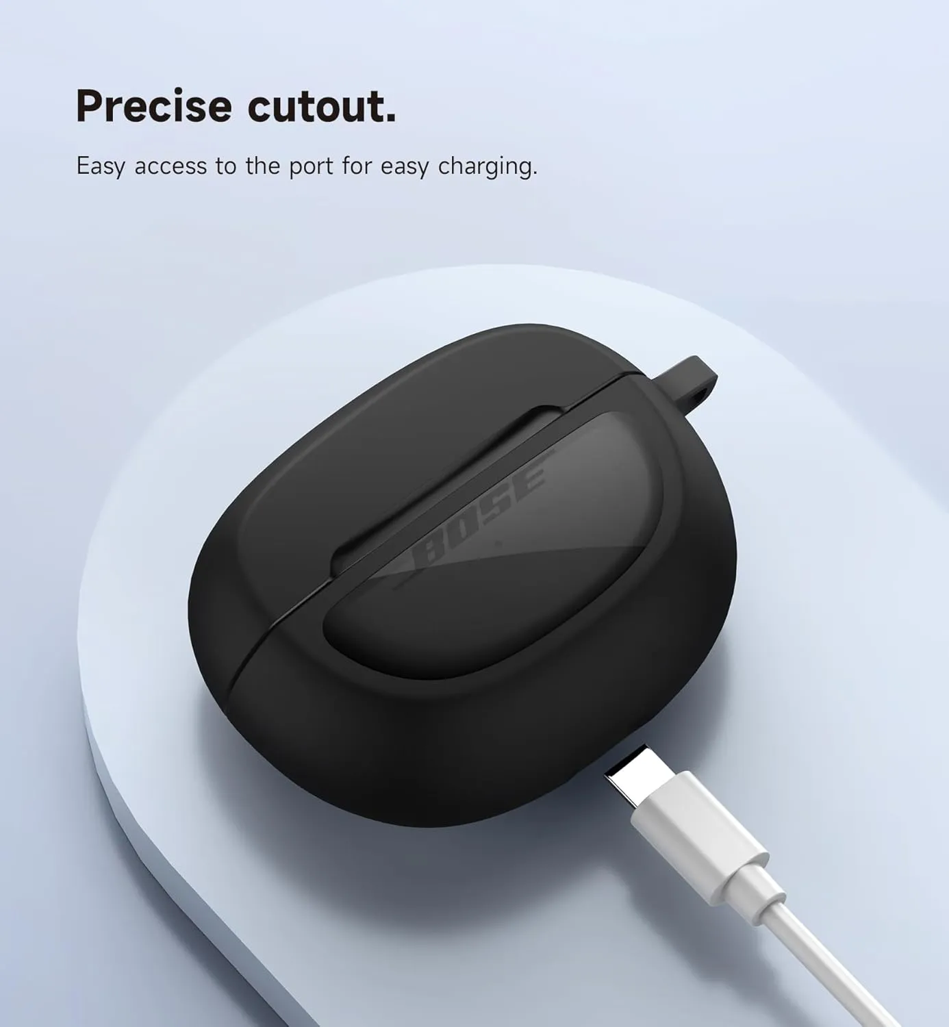 SURITCH Case Cover for Bose Ultra Open Earbuds(2024), Shockproof Protective Cover for Bose Ultra Open Wireless Ear Earbuds Charging Case Accessories with Carabiner, Black