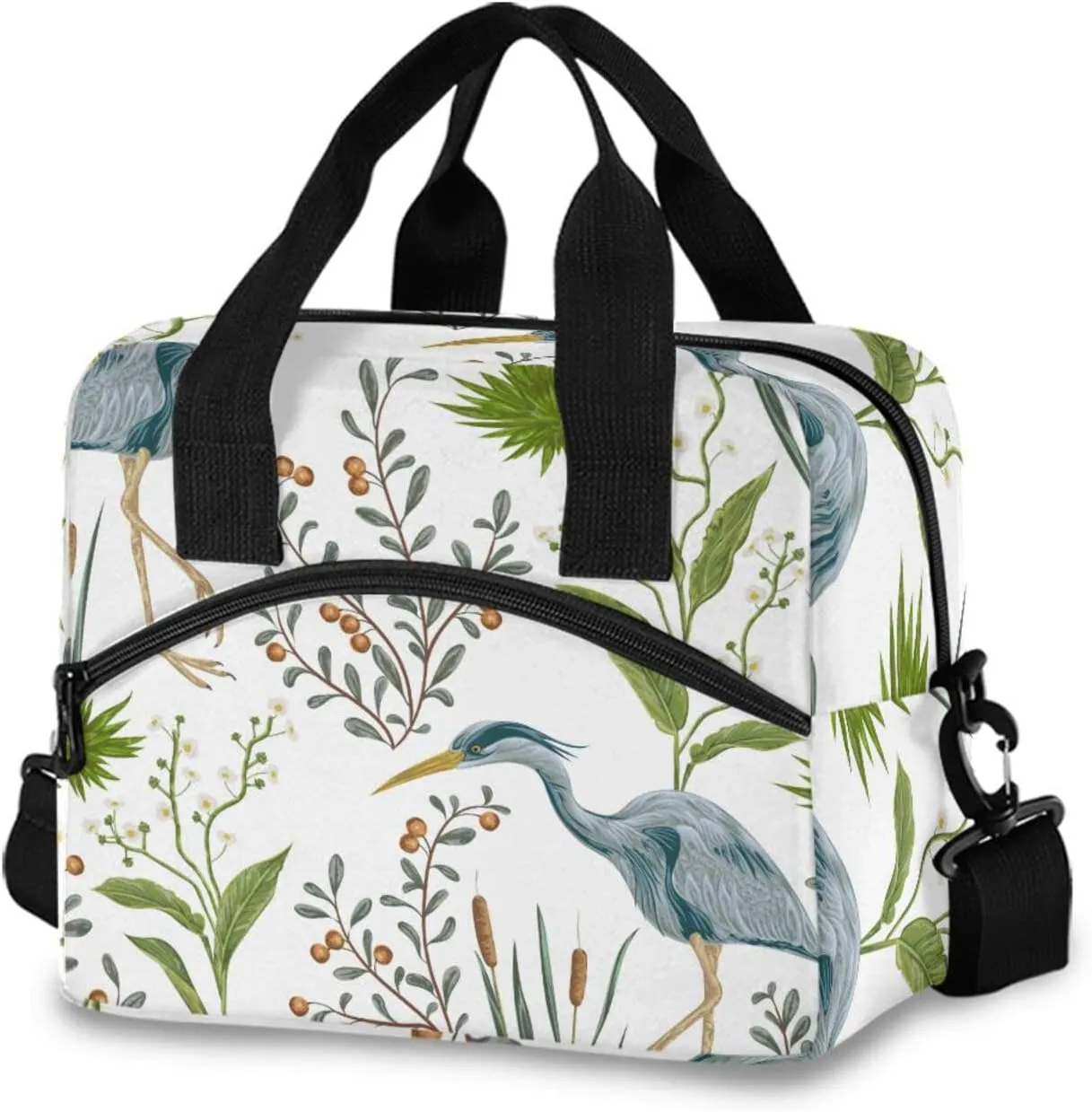 susiyo Herons and Swamp Plants Lunch Bag, Insulated Tote Bag Cooler Lunch Box Bag for Women Men Work Picnic