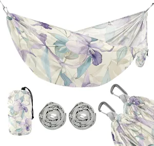 susiyo Portable Camping Hammock Flower Plants Watercolor Printed Lightweight Hammock Comfortable Travel Swing with Tree Straps for Camping Hiking Backpacking Travel or Beach - Up to 330lbs