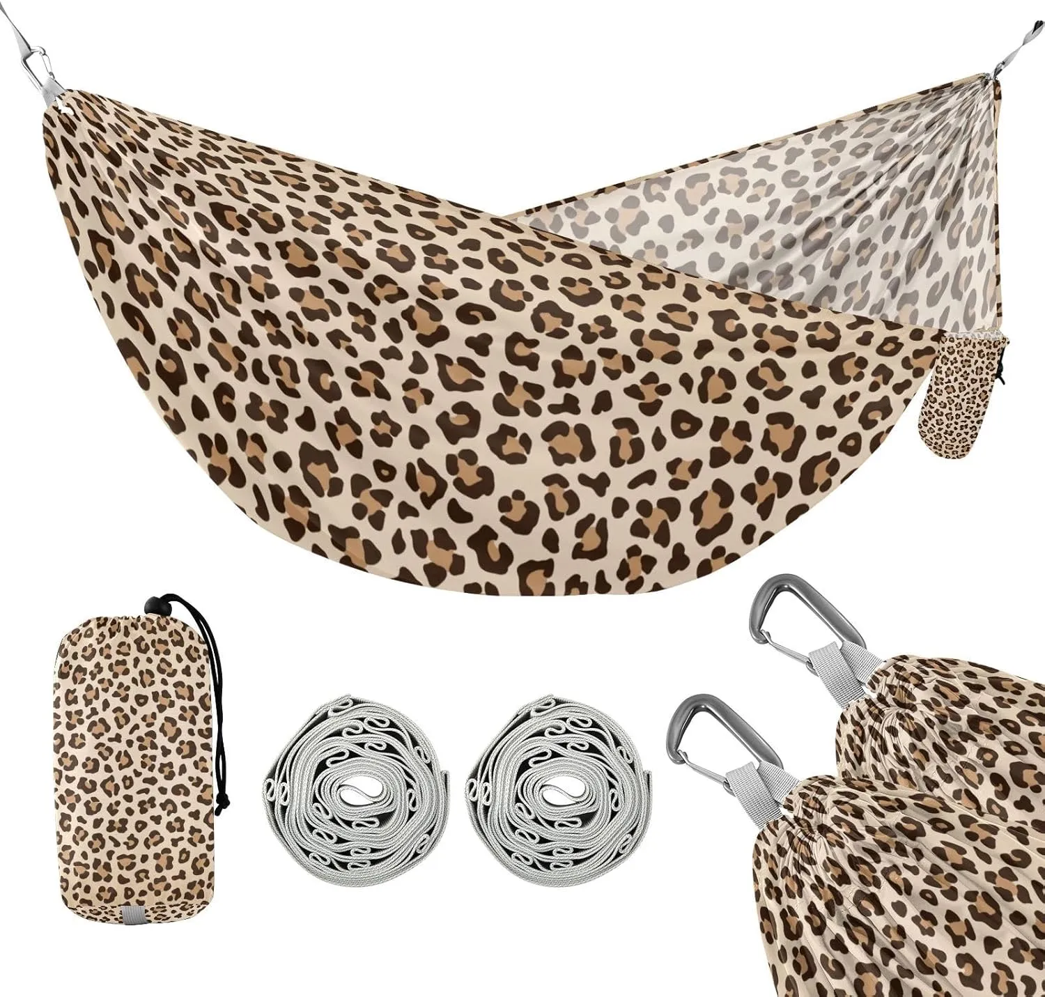 susiyo Portable Camping Hammock Leopard Design Printed Lightweight Hammock Comfortable Travel Swing with Tree Straps for Camping Hiking Backpacking Travel or Beach - Up to 330lbs