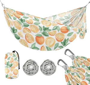 susiyo Portable Camping Hammock Oranges Slices Printed Lightweight Hammock Comfortable Travel Swing with Tree Straps for Camping Hiking Backpacking Travel or Beach - Up to 330lbs