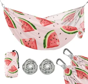 susiyo Portable Camping Hammock Red Watermelons Printed Lightweight Hammock Comfortable Travel Swing with Tree Straps for Camping Hiking Backpacking Travel or Beach - Up to 330lbs