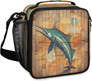 Swordfish Fish Sea Lunch Box for Women, Reusable Insulated Lunch Bag, Lunchbox for Adult with Shoulder Strap, Lunch Tote Cooler Bags for Work Picnic Camping