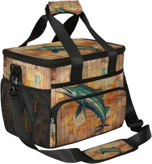 Swordfish Large Insulated Lunch Bag for Men Women 15.4L Soft Cooler Bag Ocean Swordfish Insulated Leak Proof Lunch Box with Adjustable Shoulder Strap for Adult Office, Beach, Picnic, Travel