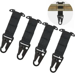 Tactical Gear Clip, T-Mount MOLLE Webbing Belt Clip with HK Hook for Backpack Vest Accessories