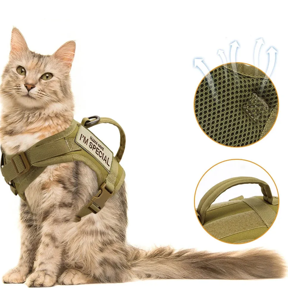 Tactical Nylon Cat Harness with Handle