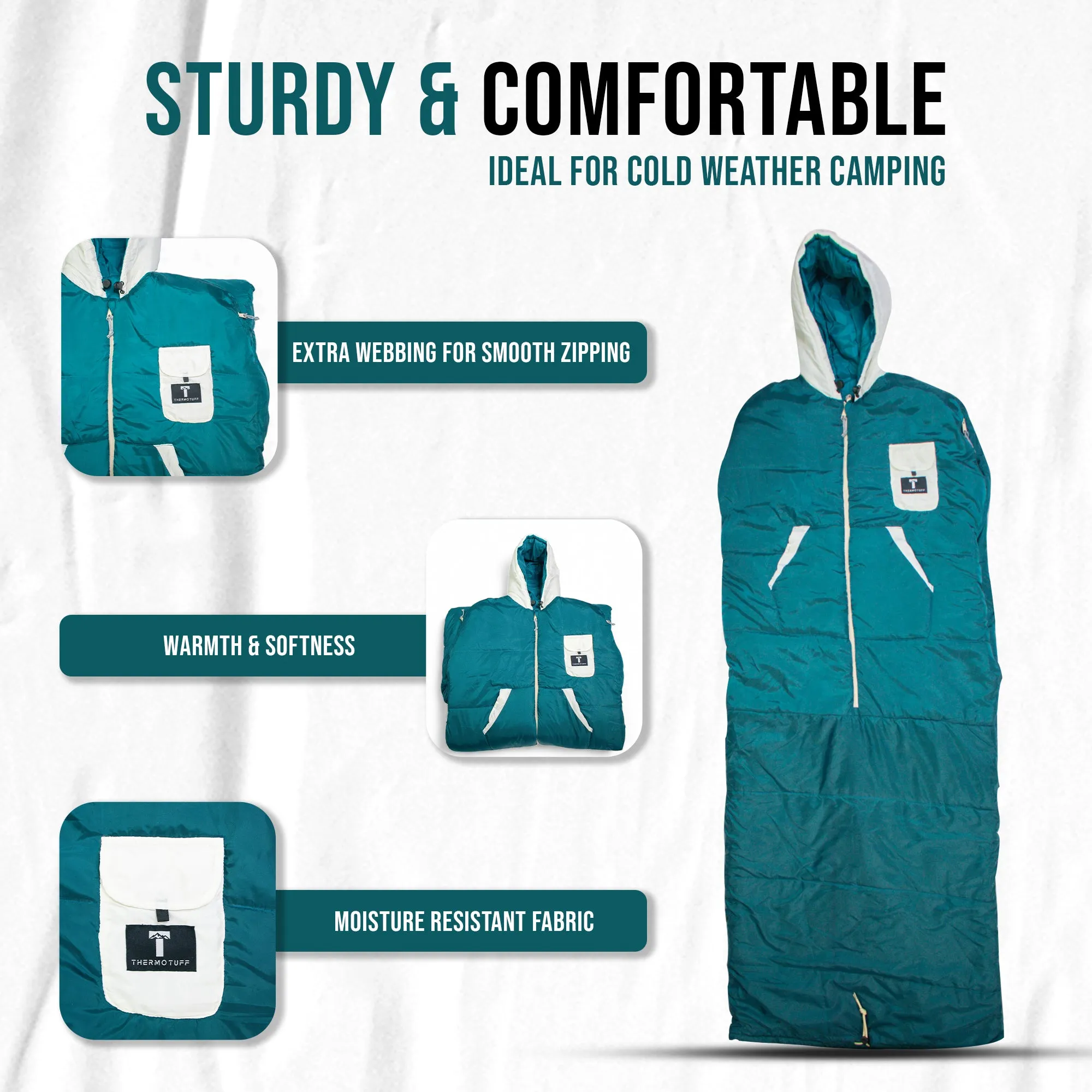 Teal/White Wearable Sleeping Bag
