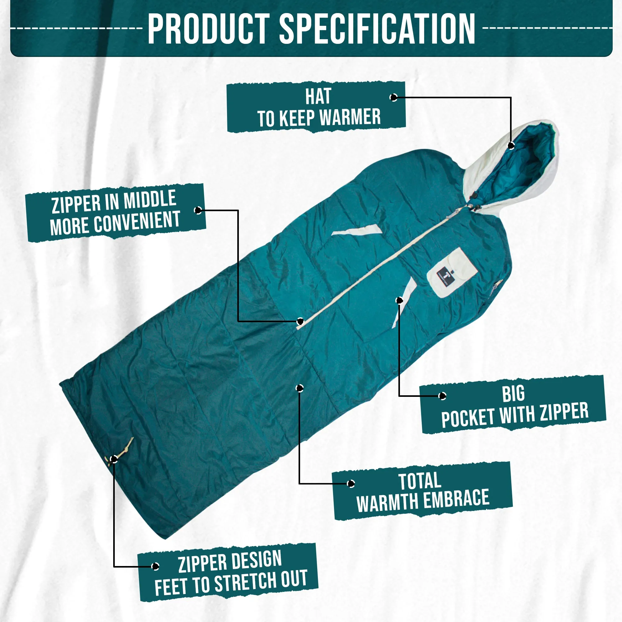 Teal/White Wearable Sleeping Bag