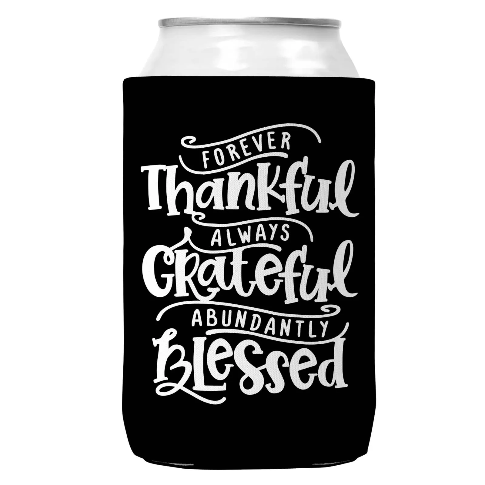 Thankful Grateful Blessed Can Coozie Cooler for 12oz Cans