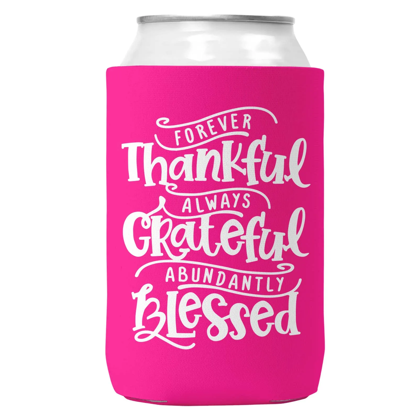 Thankful Grateful Blessed Can Coozie Cooler for 12oz Cans