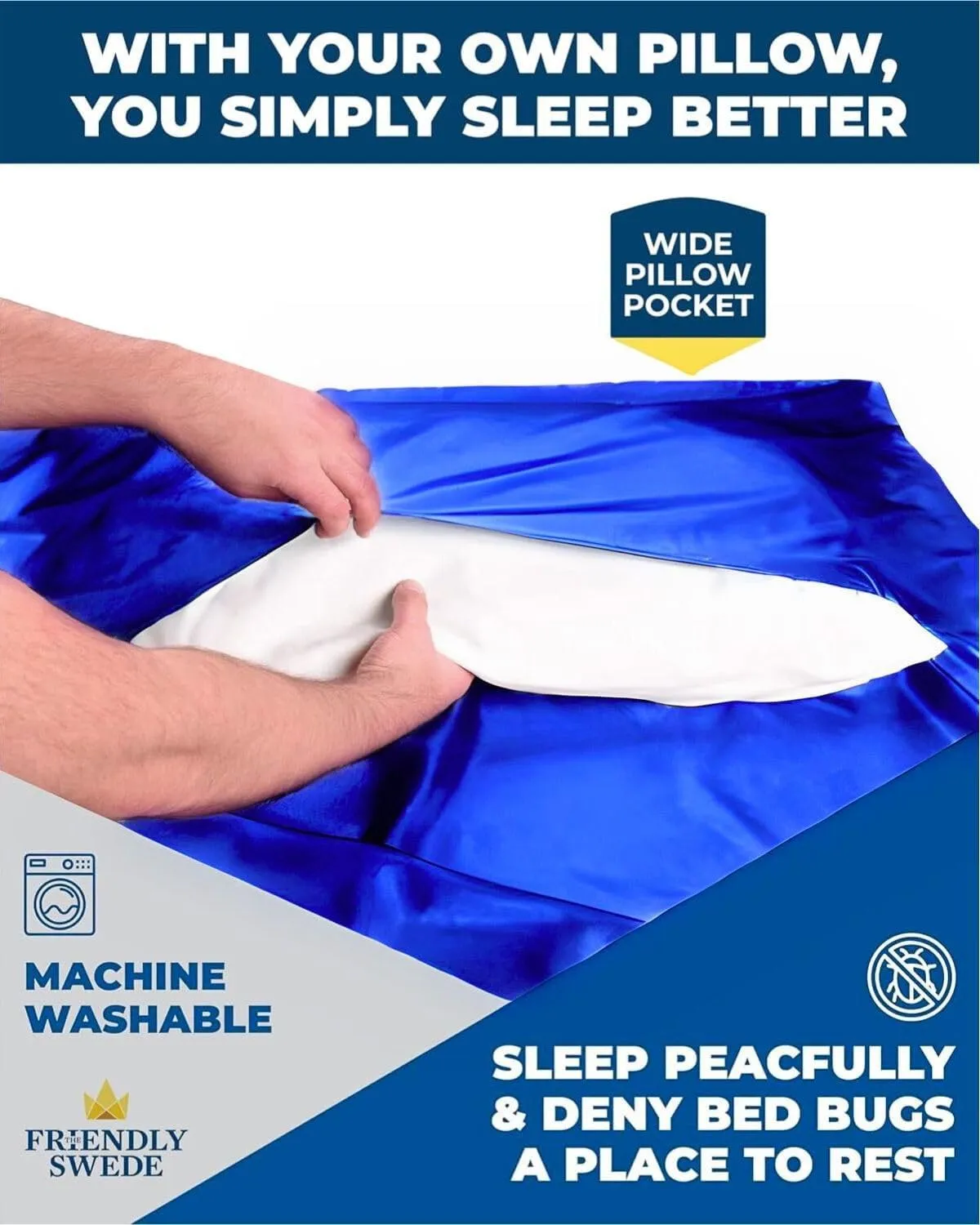 The Friendly Swede Sleeping Bag Liner — Ultralight Polyester or Cold Weather Microfiber Adult Sleep Sack; Thin Travel Sheets for Hotel; Camping Sheets; Travel Sleeping Bag with Pocket-Size Stuff Sack