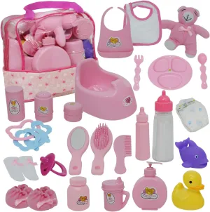 The New York Doll Collection Baby Doll Feeding & Caring Accessory Set in Zippered Carrying Case