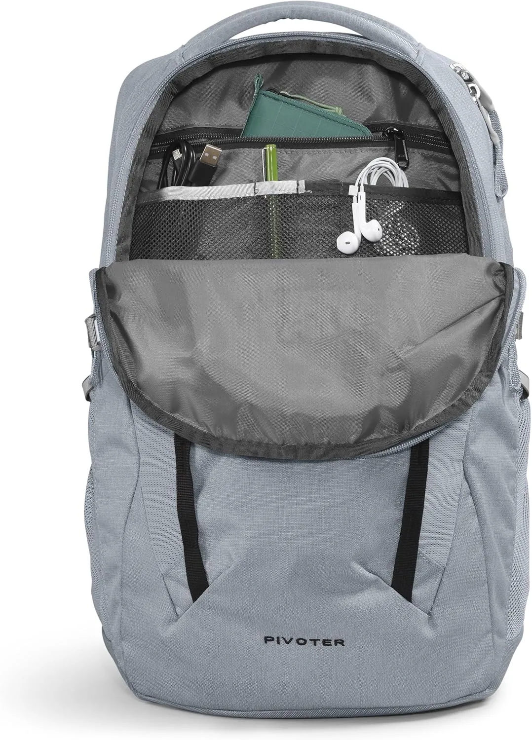 THE NORTH FACE Pivoter Everyday Laptop Backpack - NPF, Mid Grey Dark Heather/TNF Black-NPF, One Size