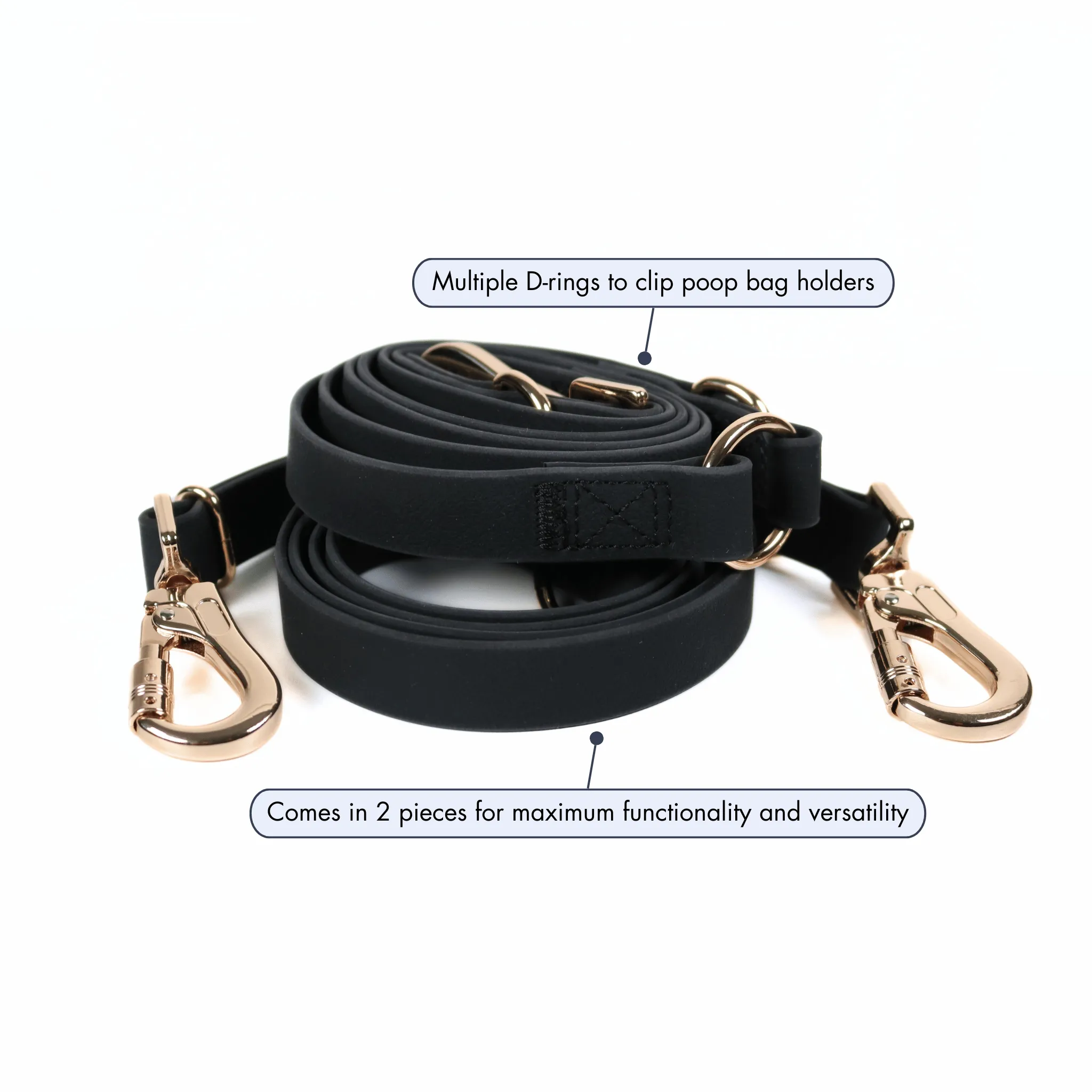 The Ultra Hands Free Leash with Traffic Handle | Matte Charcoal Black