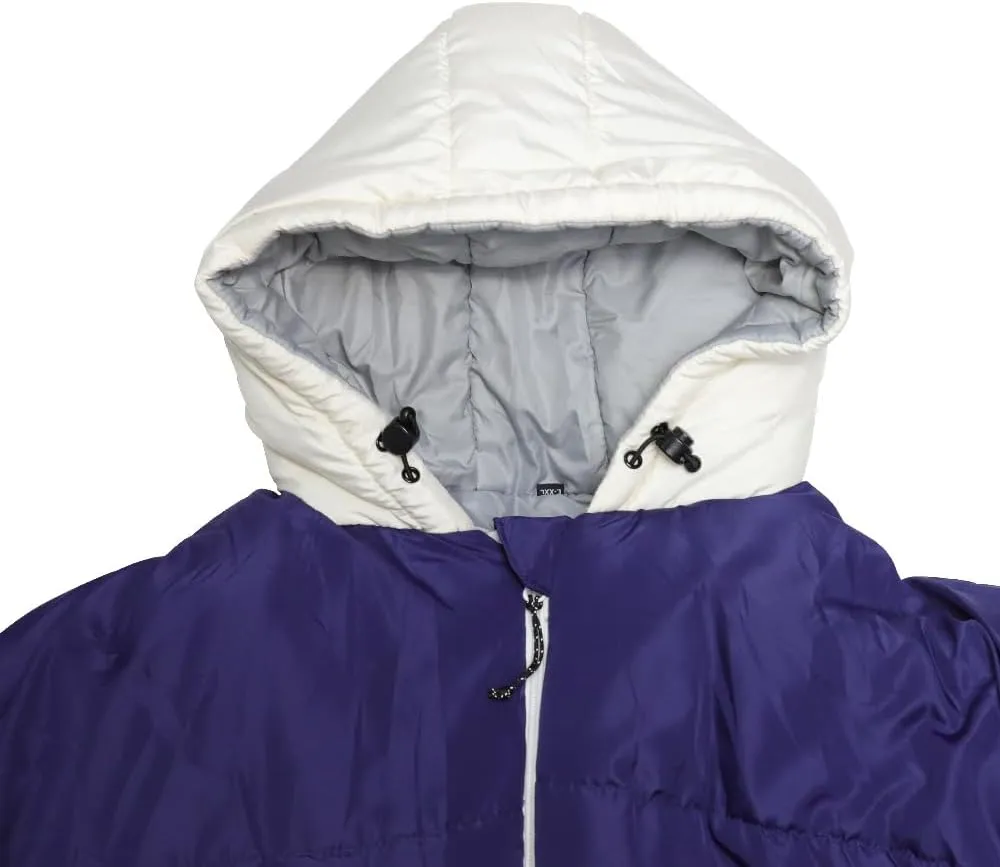 Thermotuff Wearable Sleeping Bag with Dual Hoodie, Long Sleeves, Pockets & Adjustable Drawstring - Ideal for Camping, Cold Weather Hiking, and Stadium Sak Blanket