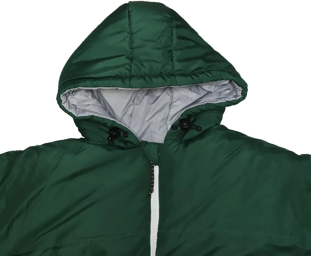 Thermotuff Wearable Sleeping Bag with Dual Hoodie, Long Sleeves, Pockets & Adjustable Drawstring - Ideal for Camping, Cold Weather Hiking, and Stadium Sak Blanket