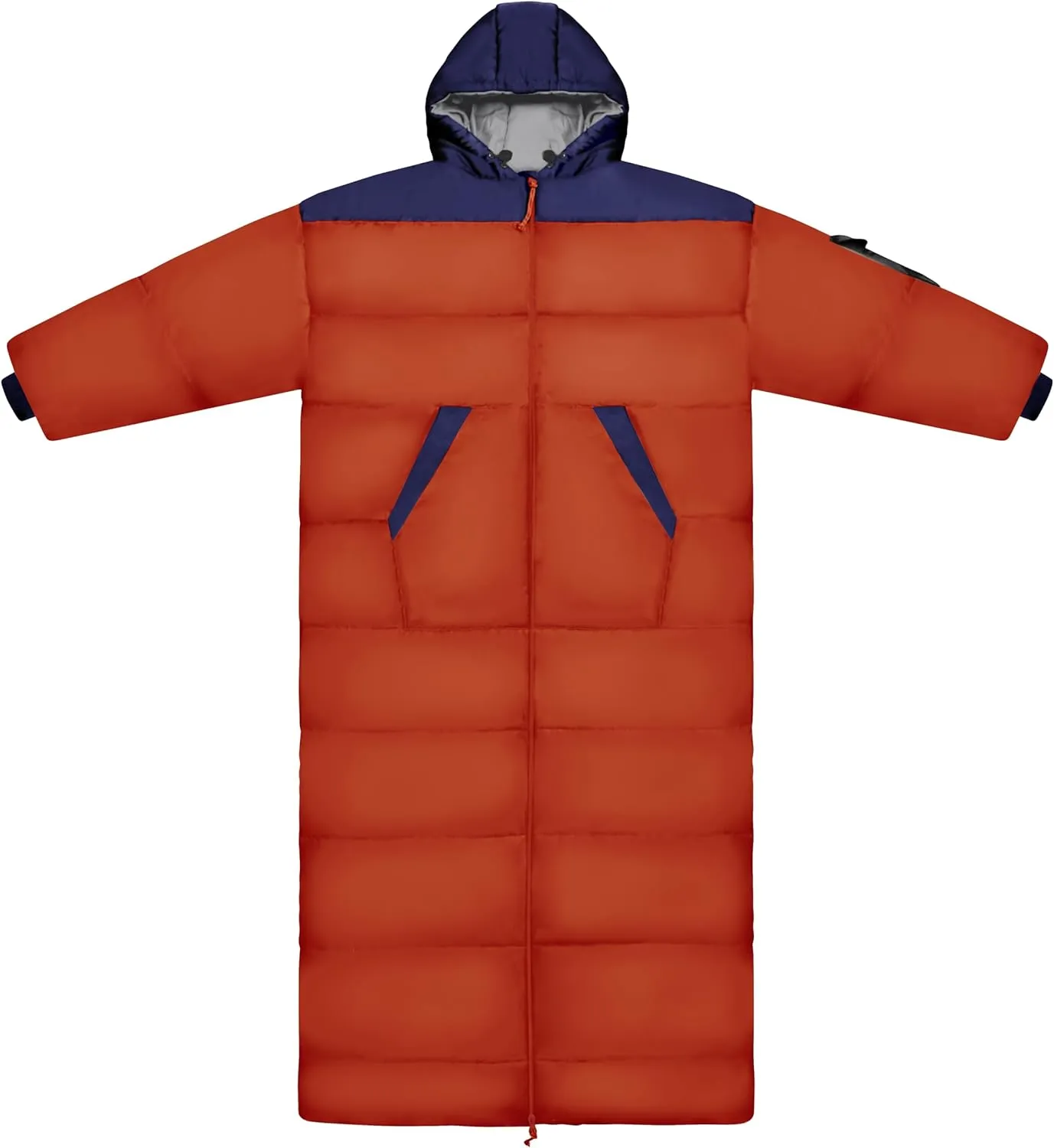 Thermotuff Wearable Sleeping Bag with Dual Hoodie, Long Sleeves, Pockets & Adjustable Drawstring - Ideal for Camping, Cold Weather Hiking, and Stadium Sak Blanket