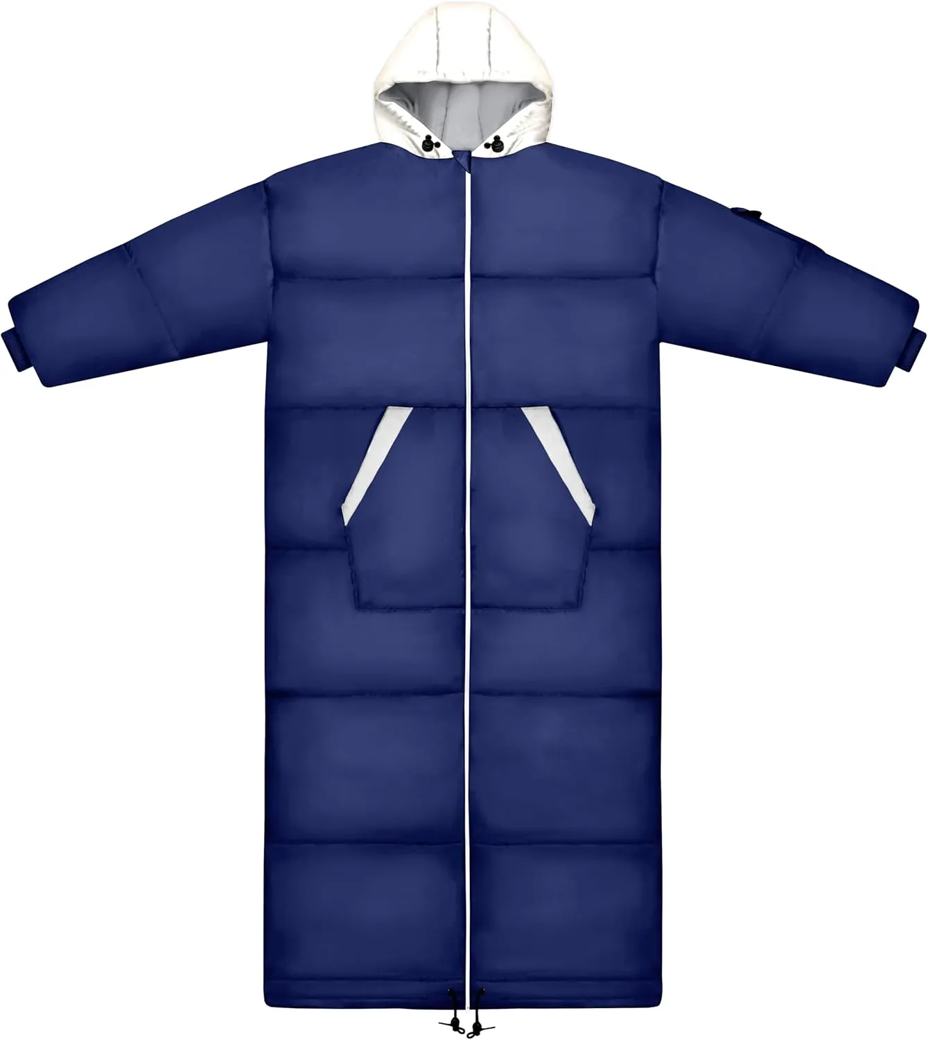 Thermotuff Wearable Sleeping Bag with Dual Hoodie, Long Sleeves, Pockets & Adjustable Drawstring - Ideal for Camping, Cold Weather Hiking, and Stadium Sak Blanket