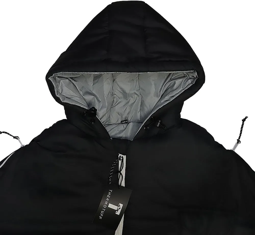 Thermotuff Wearable Sleeping Bag with Dual Hoodie, Zippered Arm Holes, Pockets & Adjustable Drawstring - Ideal for Camping, Cold Weather Hiking, and Stadium Sak Blanket