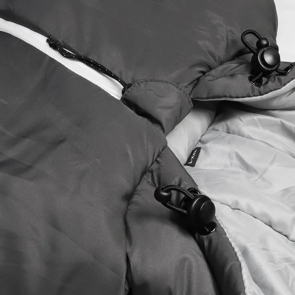 Thermotuff Wearable Sleeping Bag with Dual Hoodie, Zippered Arm Holes, Pockets & Adjustable Drawstring - Ideal for Camping, Cold Weather Hiking, and Stadium Sak Blanket