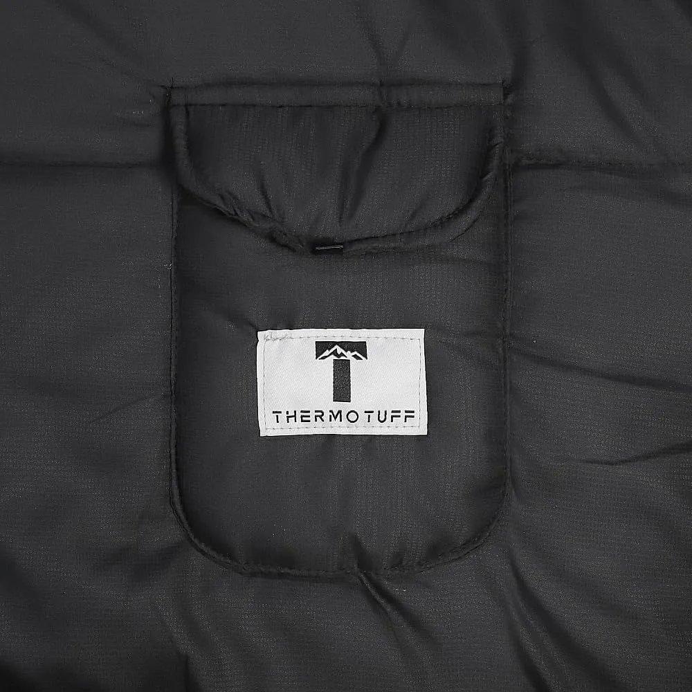 Thermotuff Wearable Sleeping Bag with Dual Hoodie, Zippered Arm Holes, Pockets & Adjustable Drawstring - Ideal for Camping, Cold Weather Hiking, and Stadium Sak Blanket