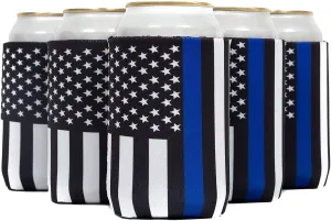 Thin Blue Line Can Coozie Cooler for 12oz Cans (6 Pack)