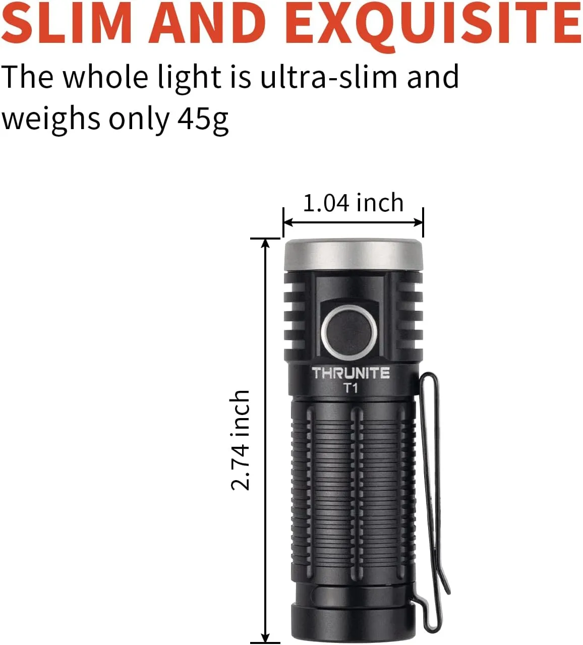 ThruNite T1 EDC Flashlight USB Rechargeable Mini LED Pocket Light Handheld Flashlights with Magnetic Tailcap, Neutral White