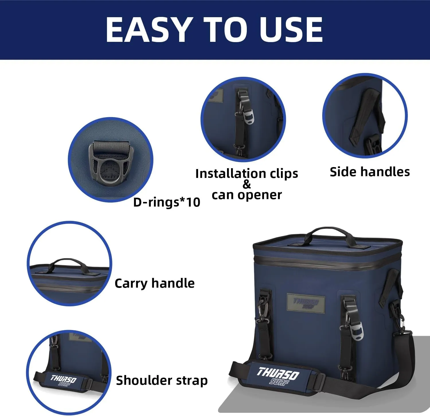 THURSO SURF Soft Cooler 24 Can Portable Ice Cooler Bag — 48 hr Insulation Leakproof & Airtight Waterproof Zipper Floating Beach Cooler for Travel Camping Kayak Paddleboard