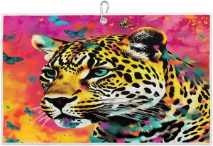 Tiger Butterflies Golf Towel with Heavy Duty Carabiner Ultra Absorbent Quick Dry Perfect for Cleaning Clubs Balls Gear Essential Golf Accessory for Men Women Kids