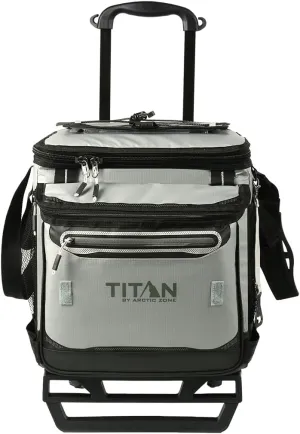 Titan Deep Freeze 60 (50 10) Can Wheeled Cooler - Collapsible Rolling Cooler with Wheels and All-Terrain Cart