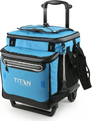 Titan Deep Freeze 60 (50 10) Can Wheeled Cooler - Collapsible Rolling Cooler with Wheels and All-Terrain Cart