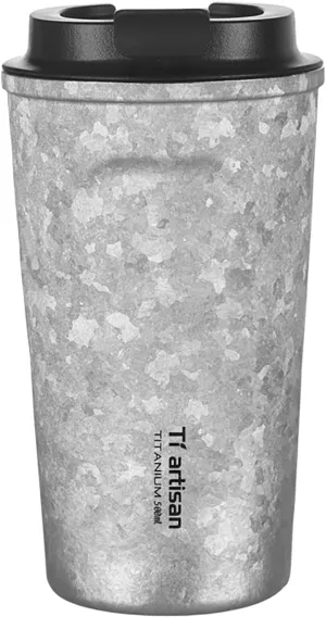 Titanium Water Bottle Coffee Cups Insulated Water Bottle Wide Mouthed Cup Easy To Clean | Leakproof & Packable for Travel & Sports | 13.53/16.91fl oz | (500ml(16.91fl oz))