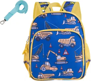 Toddler Backpack Boys12 Inch Kids BackpackToddler Backpack School Bag for Kids Ages 2-4 Daycare Travel Bags for Outdoor Sports Lightweight Anti-Loss(Blue excavator)