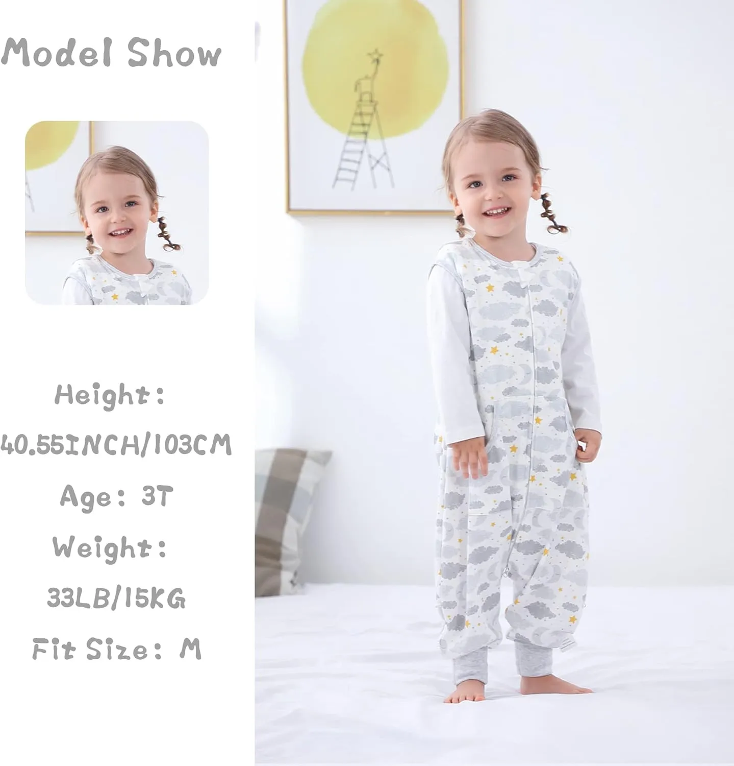 Toddler Sleeping Sack with Feet, Walker Sleep Sack, 0.5Tog