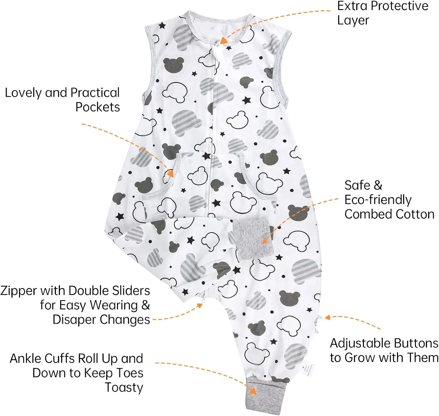 Toddler Sleeping Sack with Feet, Walker Sleep Sack, 0.5Tog