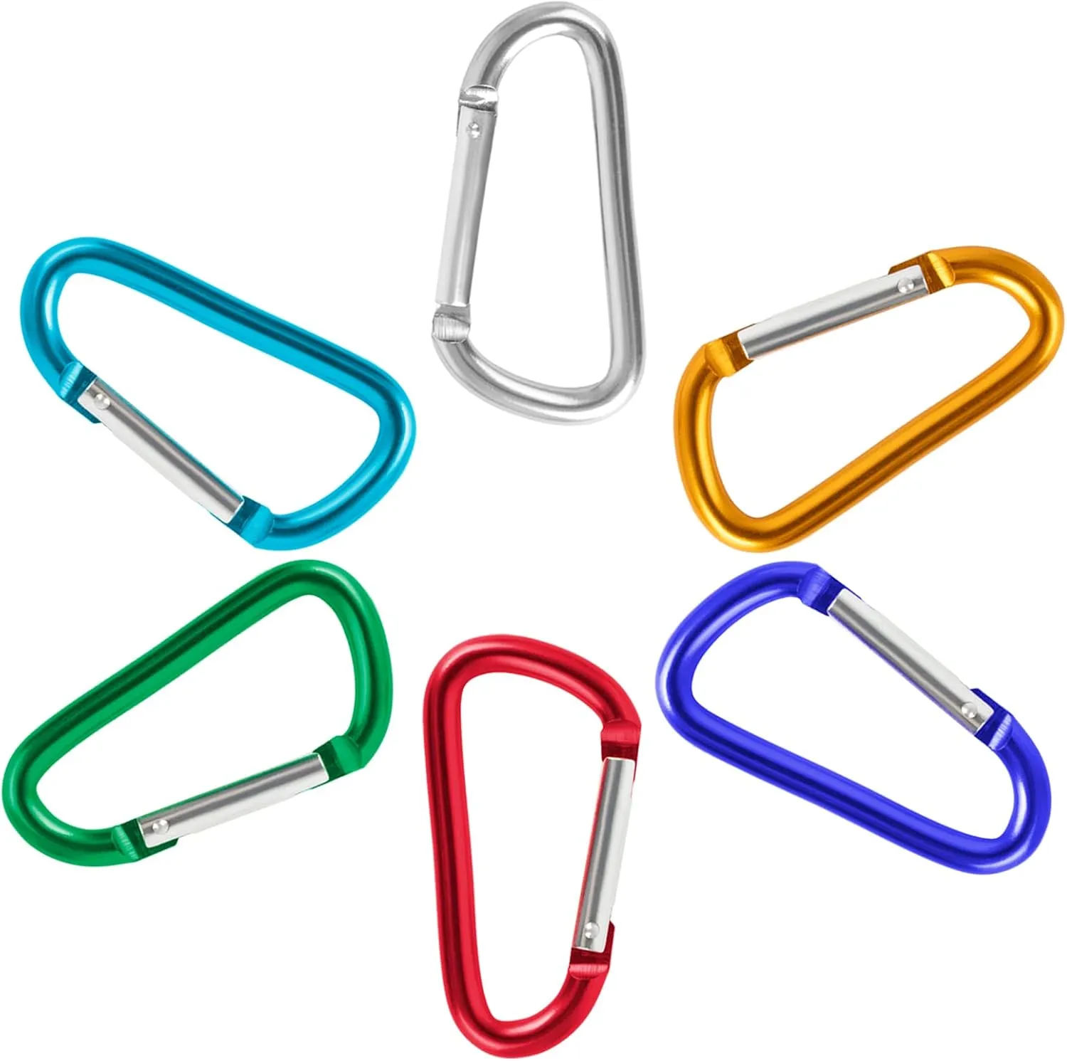 TopTie 24PCS Custom Carabiners Clips, Mini Engraved Carabiner Keychain Heavy Duty 3Inch D Shape