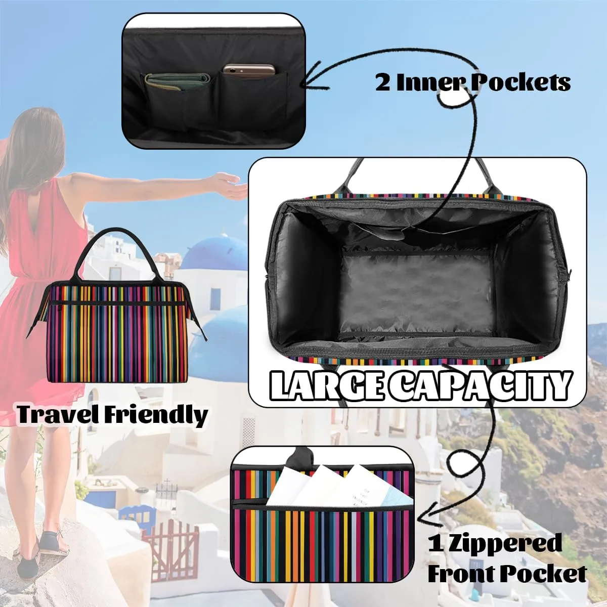 Tote Bag for Women with Zipper, Lightweight Travel Tote Bag Large Shoulder Bag Handbag for Work, Gym