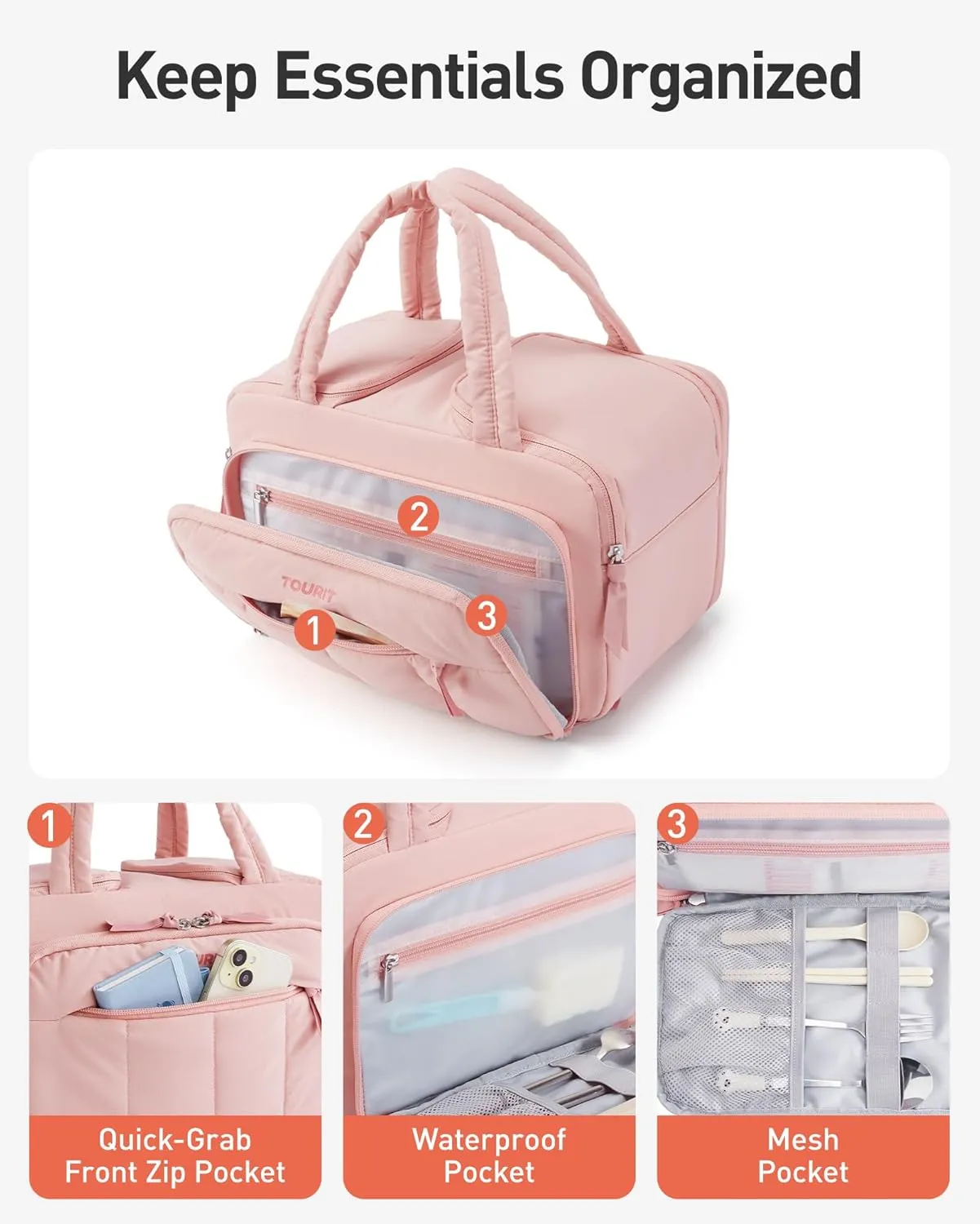 TOURIT Breast Pump Bag with Ice Pack Double-Sided Compartment Breast Milk Booler Travel Bag for Working Traveling Mom