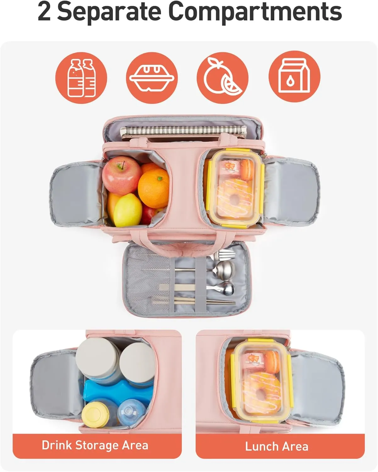 TOURIT Breast Pump Bag with Ice Pack Double-Sided Compartment Breast Milk Booler Travel Bag for Working Traveling Mom