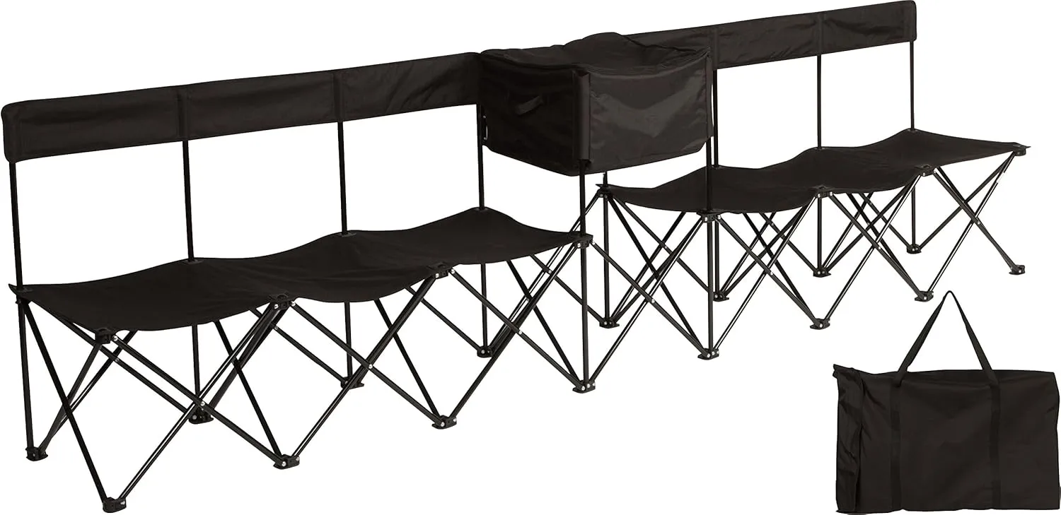 Trademark Innovations 10' Portable 6-Seater Folding Team Sports Sideline Bench with Attached Cooler