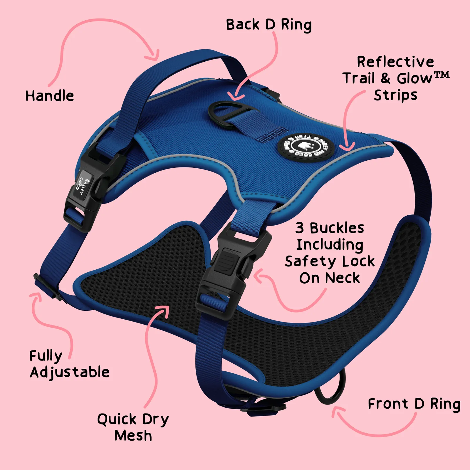 Trail & Glow® Dog Harness - The Ink Blue One
