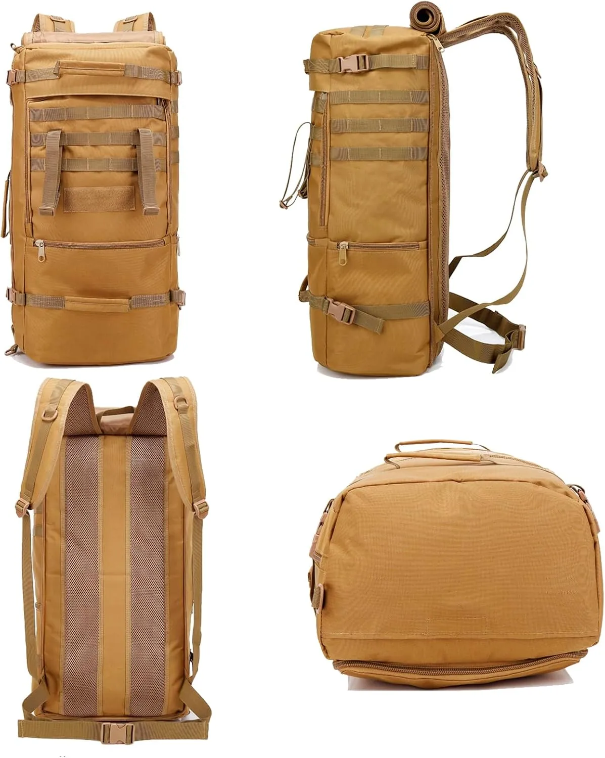 Travel Backpack 60L Hiking Bag 3 Way Day pack Extra Large 3~6 Day Bug Out Molle Survival Rucksack