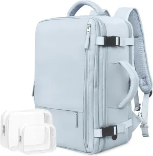 Travel Laptop Backpack Carry On Backpack for Men Women Flight Approved College School Computer Bag for Business Hiking Personal Item Backpack Fits 15.6 Inch Notebook Light Blue