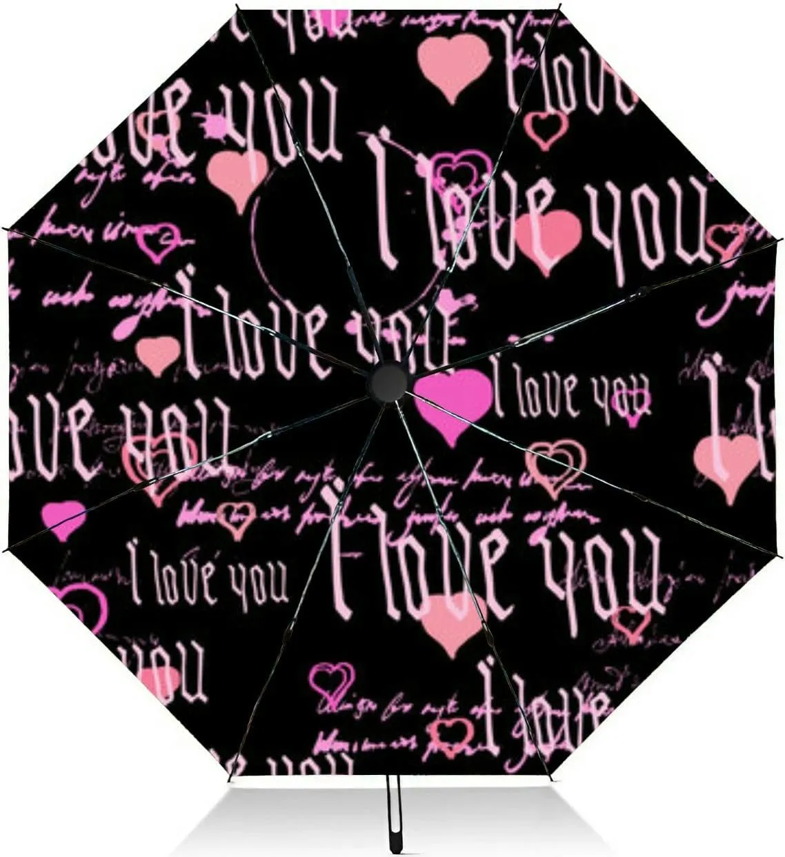 Travel Umbrella for Rain Windproof a broken heart stitched together ani valentine grunge Automatic Cute Portable Compact Umbrella for Women Purse Backpack Car Black Sun UV Protection