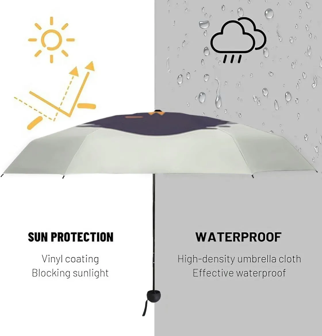 Travel Umbrella for Rain Windproof Beautiful sunset palm trees and birds colorful sky art style painting Automatic Cute Portable Compact Umbrella for Women Purse Backpack Car Black Sun UV Protection
