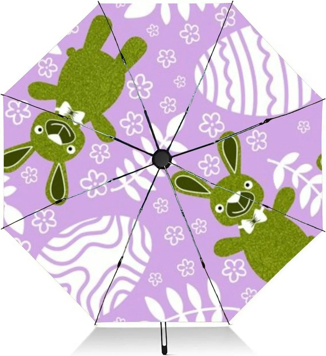 Travel Umbrella for Rain Windproof cute watercolor easter bunny Automatic Cute Portable Compact Umbrella for Women Purse Backpack Car Black Sun UV Protection